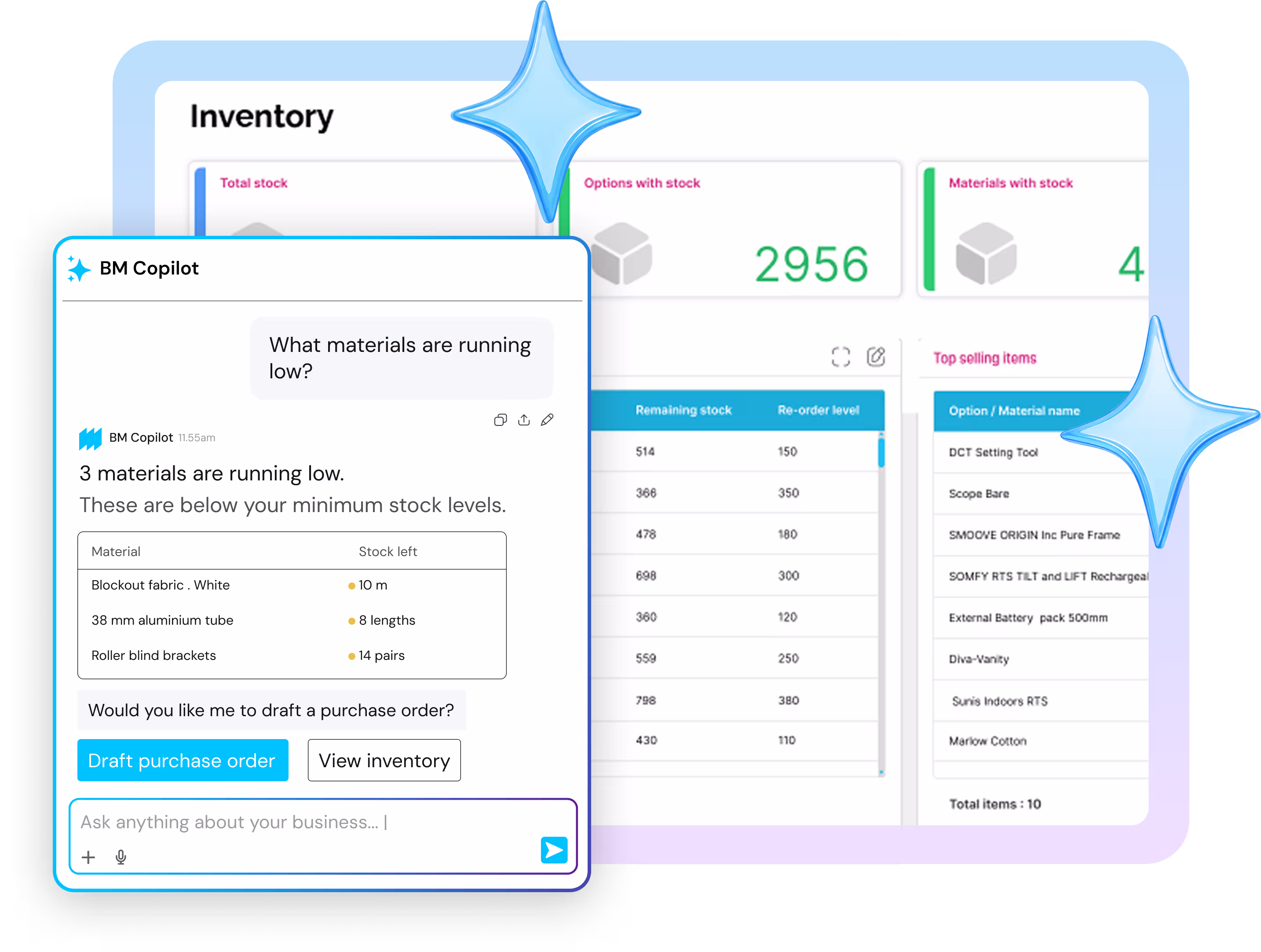 BM Copilot inventory dashboard