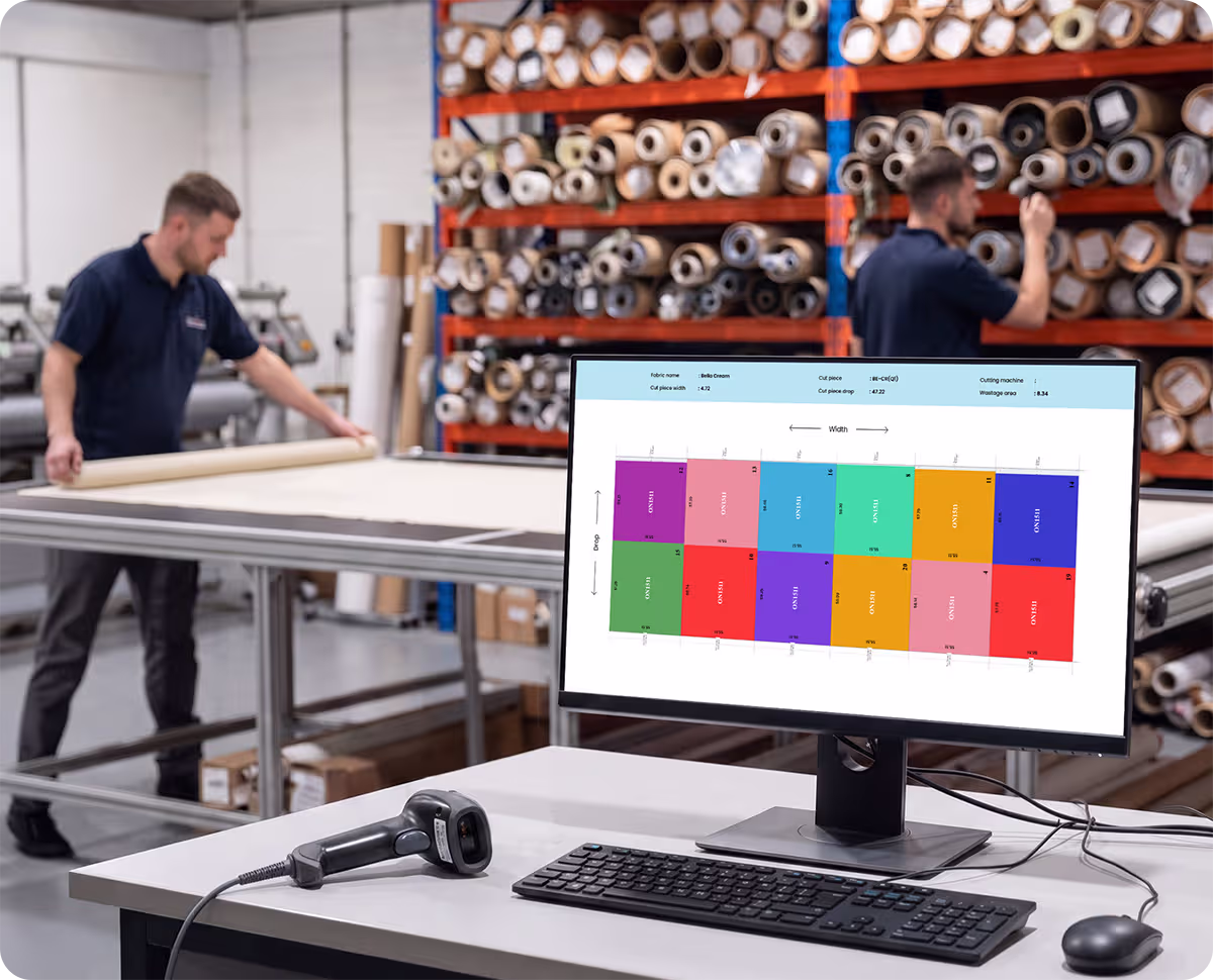 Production team checking a job in the factory
