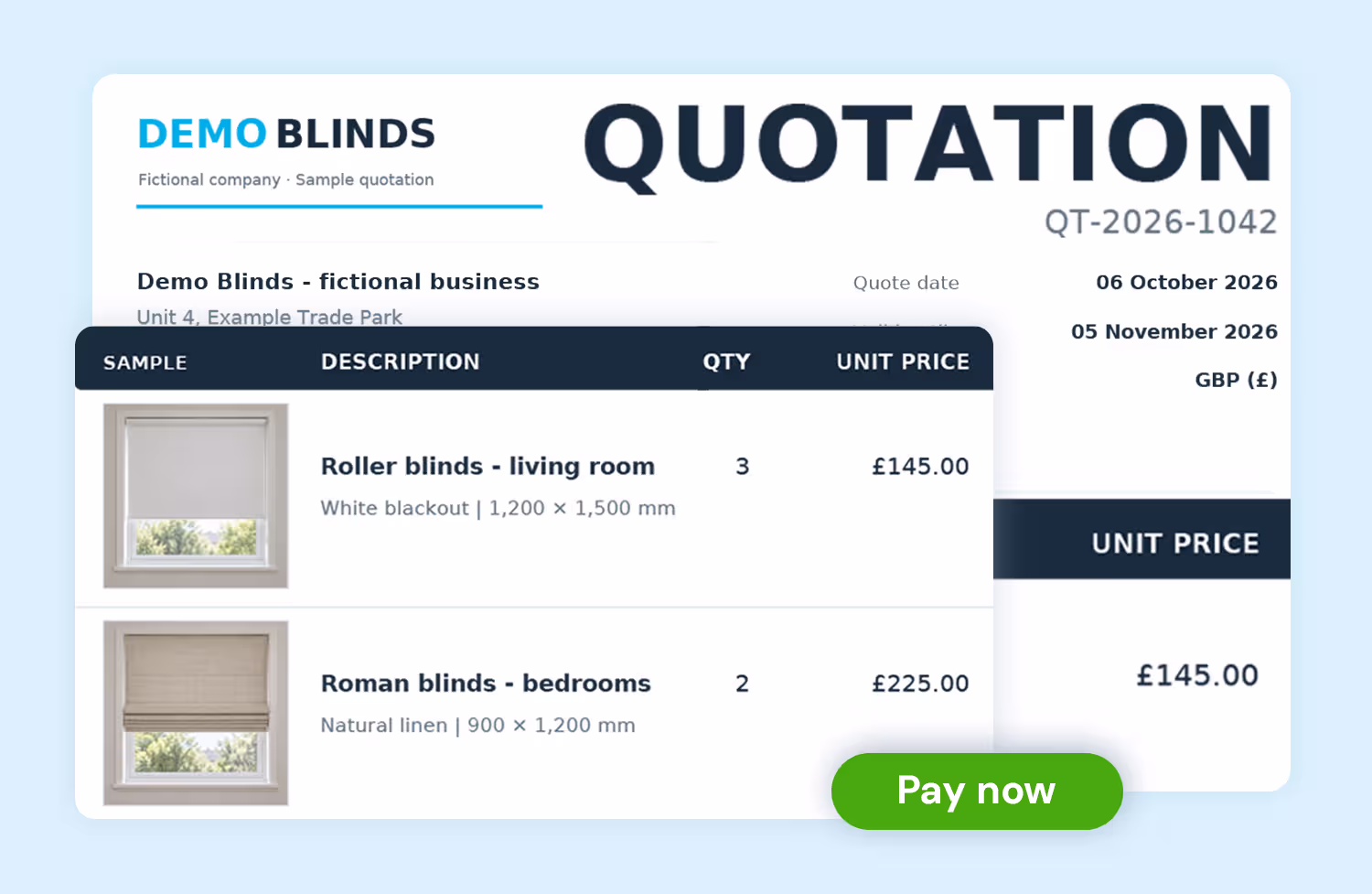 Quote on-site without internet