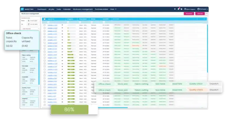 BlindMatrix job overview screen